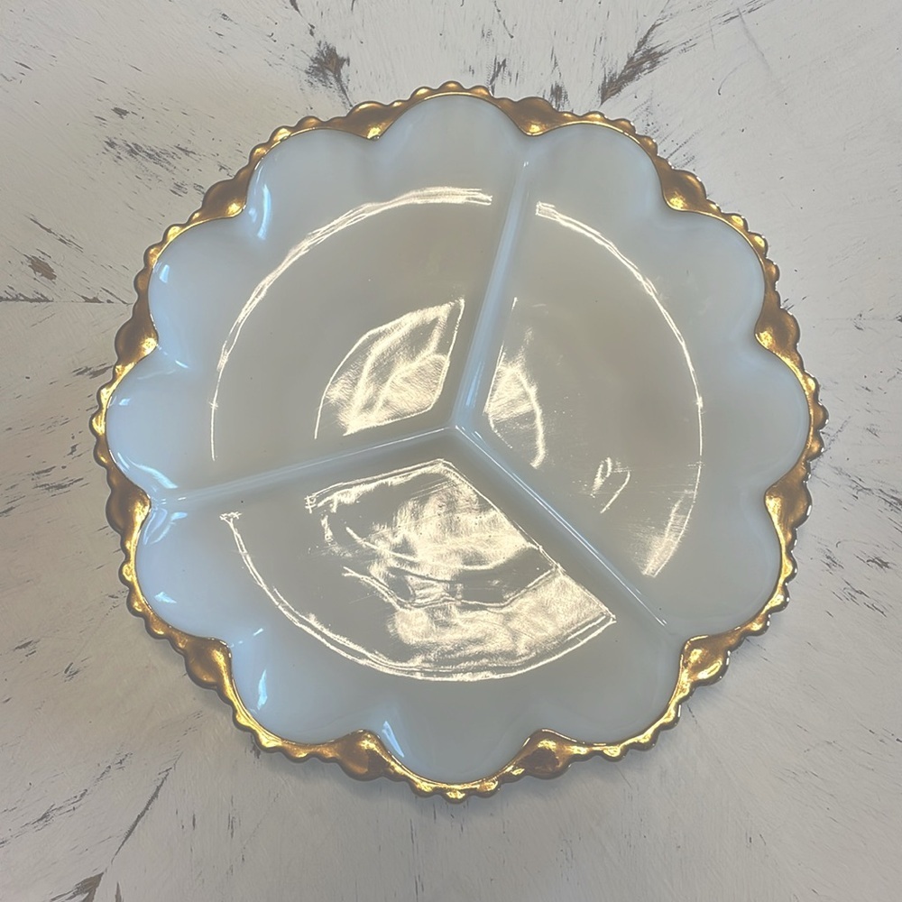 Fire King Milk Glass Divided Plate